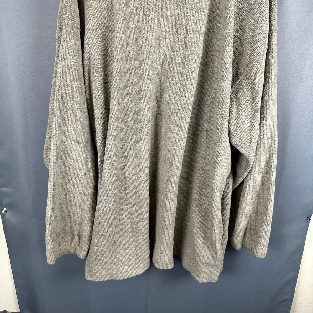 Big Dogs Mens 3X Gray Quarter Zip Pullover Textured Knit Long Sleeve Mock Neck